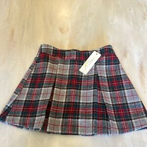 Copper Key Plaid Skirt - Red and Gray
